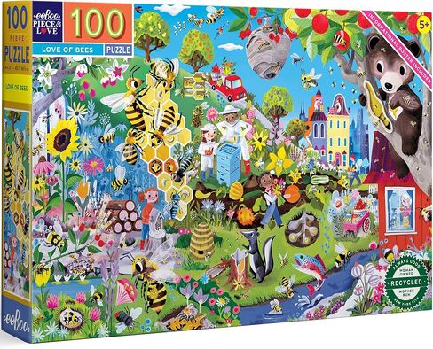 eeBoo Love of Sharks 100 Piece Puzzle with Poster for Kids, 27" x 18" Once Completed, 5 Years and Up. in Saudi Arabia
