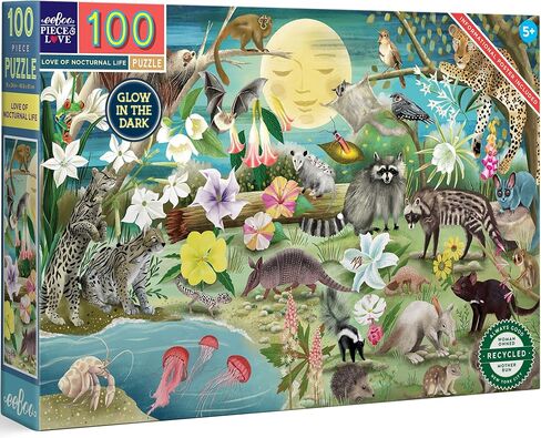 eeBoo Love of Sharks 100 Piece Puzzle with Poster for Kids, 27" x 18" Once Completed, 5 Years and Up. in Saudi Arabia