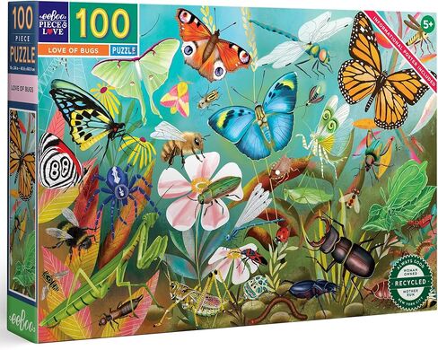 eeBoo Love of Sharks 100 Piece Puzzle with Poster for Kids, 27" x 18" Once Completed, 5 Years and Up. in Saudi Arabia