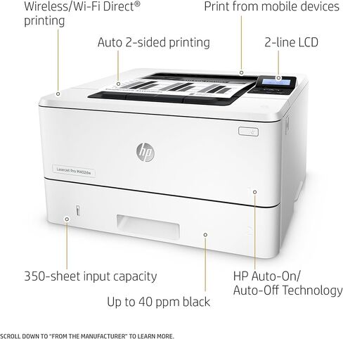 طابعة HP Laserjet Pro M402dw اللاسلكية أحادية اللون، جاهزة للتجديد من Amazon Dash (C5F95A#BGJ) (متجددة) in Kuwait