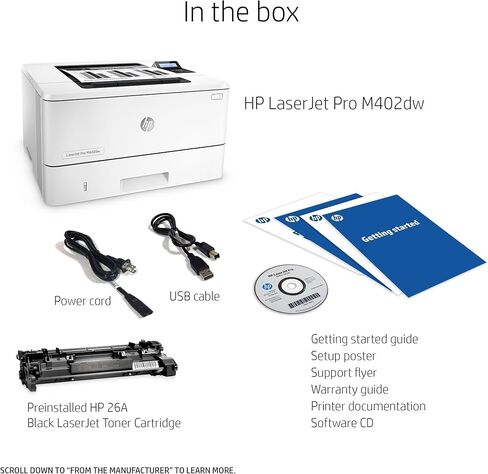 طابعة HP Laserjet Pro M402dw اللاسلكية أحادية اللون، جاهزة للتجديد من Amazon Dash (C5F95A#BGJ) (متجددة) in Kuwait
