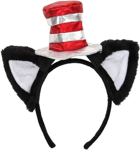 Dr. Seuss Cat in the Hat Deluxe Costume Ears Headband with Stovepipe Hat for Adults and Kids in Saudi Arabia