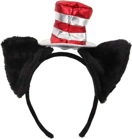 Dr. Seuss Cat in the Hat Deluxe Costume Ears Headband with Stovepipe Hat for Adults and Kids in Saudi Arabia