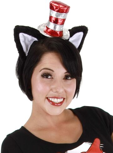Dr. Seuss Cat in the Hat Deluxe Costume Ears Headband with Stovepipe Hat for Adults and Kids in Saudi Arabia