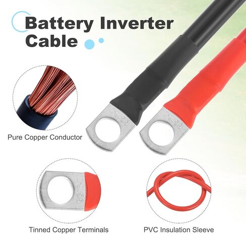 MECCANIXITY 4AWG 48 بوصة كابل عاكس البطارية 4FT 4Gauge مع 5/16 "محطات العروة (1 إيجابية و 1 سلبية) لسيارة شاحنة RV عربة الغولف البحرية قارب دراجة نارية، 2PCS، أحمر / أسود in Saudi Arabia