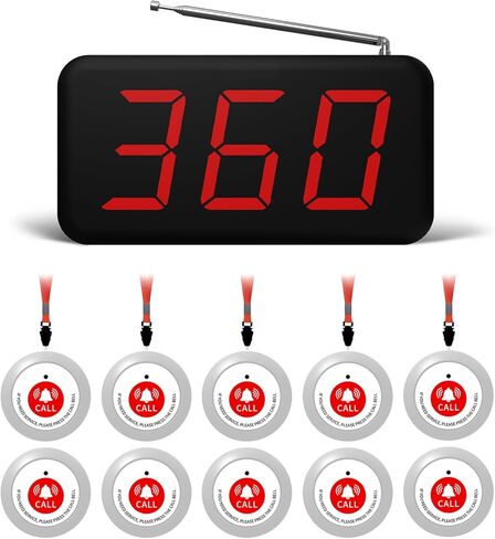 زر اتصال لمقدمي الرعاية يزيد عن 2000 قدم، جرس اتصال مع 10 أجهزة إنذار مقاومة للماء وجهاز استقبال واحد، نظام استدعاء الممرضات لكبار السن والمرضى، نظام اتصال لاسلكي للمطعم|العيادة|منزل التمريض in Kuwait