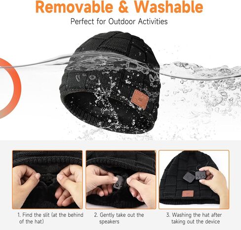 قبعة بلوتوث للنساء مع فتحة ذيل حصان، قبعة صغيرة محبوكة لاسلكية مع سماعات بلوتوث مدمجة بميكروفون، قبعة شتوية دافئة، حشو أسود in Kuwait