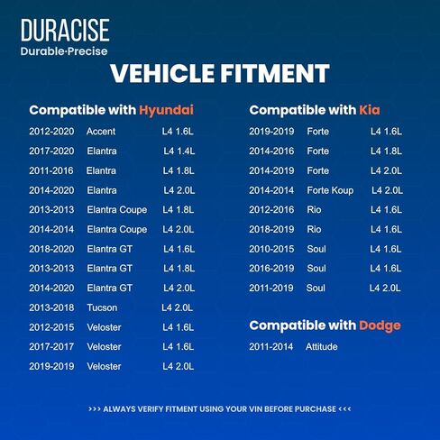 مستشعر موضع العمود المرفقي DURACISE متوافق مع 2011-2020 Hyundai Elantra، 2013-2018 Tucson، 2012-2020 Accent، Veloster و2010-2019 Kia Soul، 2014-2019 Forte، Rio | 1.6 لتر 1.8 لتر 2.0 لتر | #39180-2B000 in Kuwait