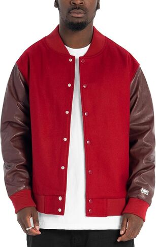 Pro Club Men's Heavyweight Vegan Leather/Wool Varsity Jacket in Saudi Arabia