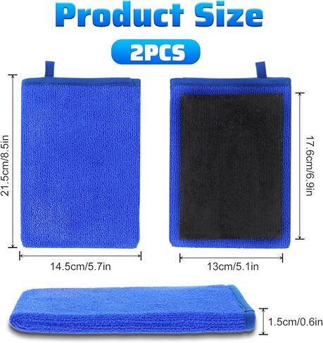 2 Pack Clay Mitt, Fine Grade Alternative Microfiber Car Clay Mitt Auto Detailing, Clays Towel for Car Cleaning Detailing Polishing (Blue) in Saudi Arabia