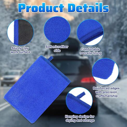 2 Pack Clay Mitt, Fine Grade Alternative Microfiber Car Clay Mitt Auto Detailing, Clays Towel for Car Cleaning Detailing Polishing (Blue) in Saudi Arabia