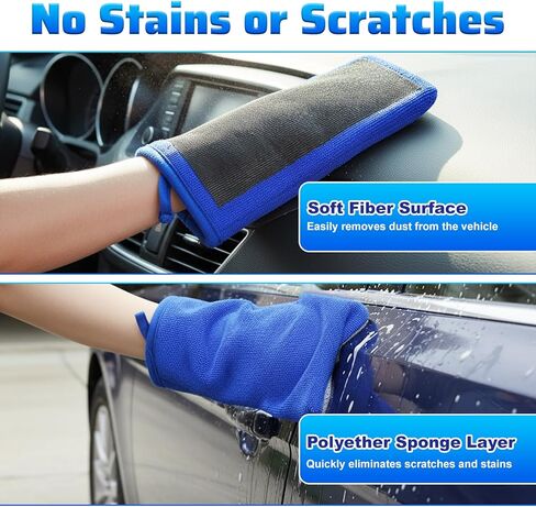 2 Pack Clay Mitt, Fine Grade Alternative Microfiber Car Clay Mitt Auto Detailing, Clays Towel for Car Cleaning Detailing Polishing (Blue) in Saudi Arabia