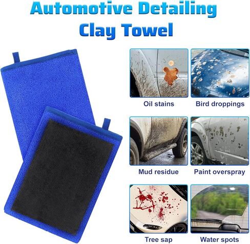2 Pack Clay Mitt, Fine Grade Alternative Microfiber Car Clay Mitt Auto Detailing, Clays Towel for Car Cleaning Detailing Polishing (Blue) in Saudi Arabia