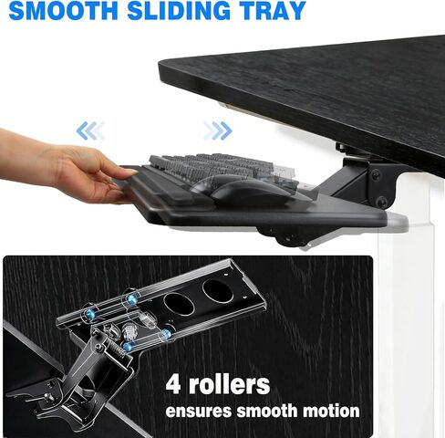 صينية لوحة مفاتيح أسفل المكتب، قابلة للتعديل للارتفاع والإمالة، صينية منصة كمبيوتر وماوس قابلة للتعديل، سطح 25 بوصة عرض × 9.8 بوصة عمق، مثالية للاستخدام في المنزل والمكتب in Kuwait