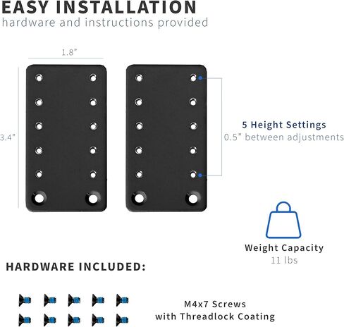 VIVO Steel Height Adjustment Kit Brackets for Computer Keyboard and Mouse Trays, Fits MOUNT-KB05A, MOUNT-KB05D, MOUNT-KB05E, and More, Black, MOUNT-KB5SP in Saudi Arabia
