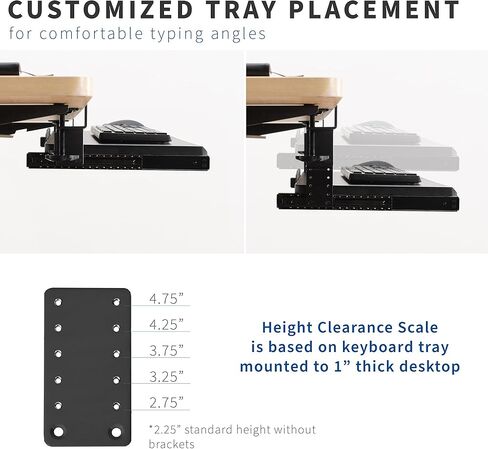 VIVO Steel Height Adjustment Kit Brackets for Computer Keyboard and Mouse Trays, Fits MOUNT-KB05A, MOUNT-KB05D, MOUNT-KB05E, and More, Black, MOUNT-KB5SP in Saudi Arabia
