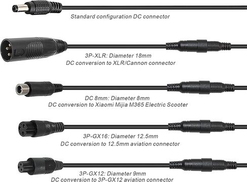 29.4V 2A Charger 5 Plugs for Scooter 24V 25.2V 25.6V 25.9V Lithium Battery, Pack DC 5.5 * 2.1 with 8mm 3 Prong /12mm 3 Prong Connector /8mm RCA/ 3-Pin Male XLR Connector in Kuwait