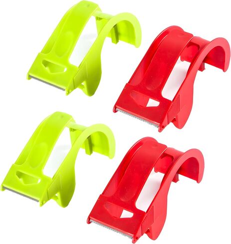 4 عبوات من أشرطة التعبئة خفيفة الوزن - مسدس شريط شحن شفاف للشحن والبريد والنقل والختم والتخزين واستخدام المنزل/المكتب/المستودع، أخضر وأحمر in Kuwait