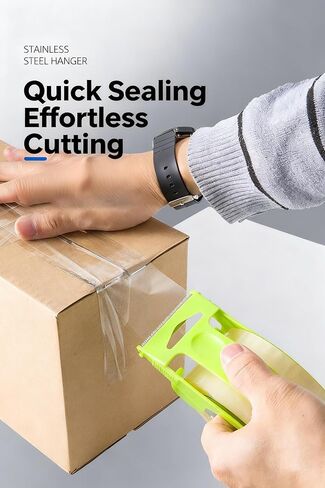 4 عبوات من أشرطة التعبئة خفيفة الوزن - مسدس شريط شحن شفاف للشحن والبريد والنقل والختم والتخزين واستخدام المنزل/المكتب/المستودع، أخضر وأحمر in Kuwait