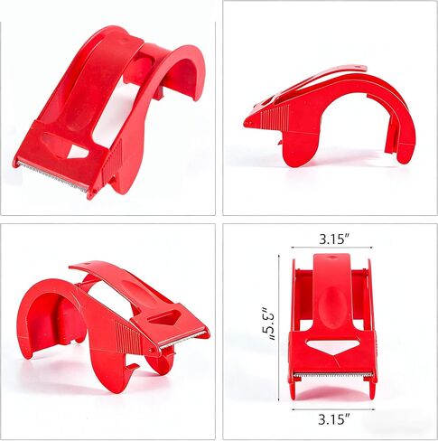 4 عبوات من أشرطة التعبئة خفيفة الوزن - مسدس شريط شحن شفاف للشحن والبريد والنقل والختم والتخزين واستخدام المنزل/المكتب/المستودع، أخضر وأحمر in Kuwait