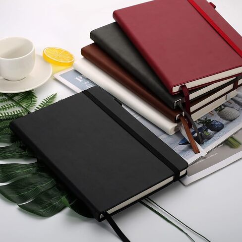 Deziliao 5 Pack Dotted Journal Notebooks with Pen Loop, Hardcover Notebook Journal for Work, 100Gsm Premium Thick Paper with Inner Pocket, Medium 5.7"x8.4", （Black） in Saudi Arabia