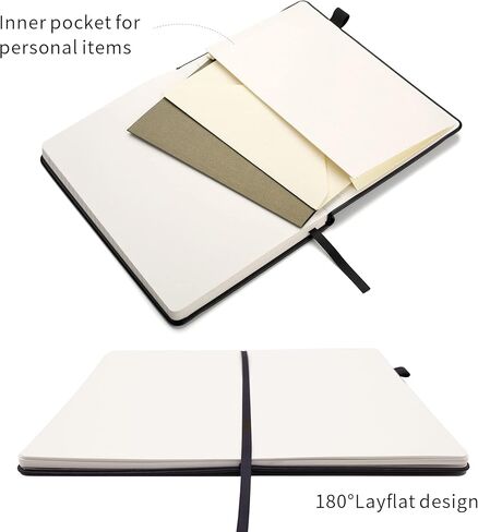 Deziliao 5 Pack Dotted Journal Notebooks with Pen Loop, Hardcover Notebook Journal for Work, 100Gsm Premium Thick Paper with Inner Pocket, Medium 5.7"x8.4", （Black） in Saudi Arabia