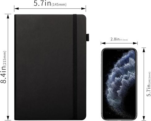 Deziliao 5 Pack Dotted Journal Notebooks with Pen Loop, Hardcover Notebook Journal for Work, 100Gsm Premium Thick Paper with Inner Pocket, Medium 5.7"x8.4", （Black） in Saudi Arabia