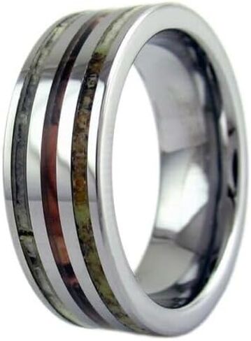 8mm Tungsten Men's Ring Deer Antler & Red Leaf Camo Wedding Band - Size 13 No Engraving Fast Free Supply in Saudi Arabia