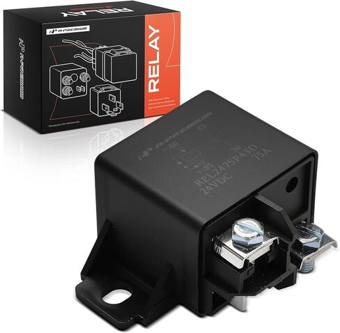 A-Premium 24V 75A 4-Pin SPST Relay مع قوس وصمام ثنائي مزدوج متوافق مع السيارات والشاحنات والقوارب البحرية in Kuwait