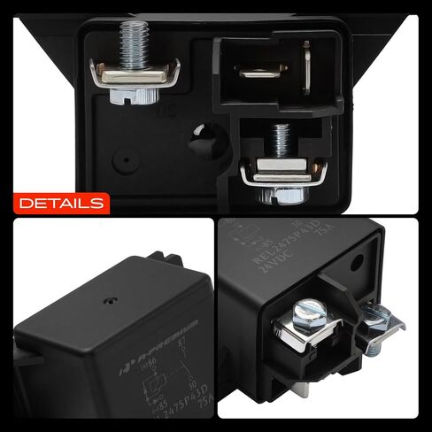 A-Premium 24V 75A 4-Pin SPST Relay مع قوس وصمام ثنائي مزدوج متوافق مع السيارات والشاحنات والقوارب البحرية in Kuwait