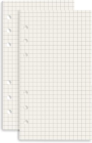 NatSumeBasics 2 حزمة A7 مخطط إدراجات الموثق عبوات الورق، 90 ورقة 3.1 "× 5" 6 فتحات أوراق دفتر الجيب لمذكرات مجلة السفر الشخصية (ورقة خط A7) in Saudi Arabia