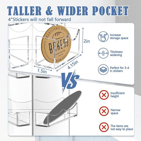 Spinning Sticker Display Stand for Vendors, Acrylic Clear 360° Rotating Sticker Card Holder for Retail, No Assembly Required 3 Tier 9 Pockets Business Card Organizer Rack for Tabletop Office Home Desk in Saudi Arabia