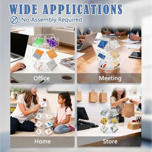 Spinning Sticker Display Stand for Vendors, Acrylic Clear 360° Rotating Sticker Card Holder for Retail, No Assembly Required 3 Tier 9 Pockets Business Card Organizer Rack for Tabletop Office Home Desk in Saudi Arabia