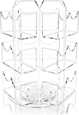 Spinning Sticker Display Stand for Vendors, Acrylic Clear 360° Rotating Sticker Card Holder for Retail, No Assembly Required 3 Tier 9 Pockets Business Card Organizer Rack for Tabletop Office Home Desk in Saudi Arabia