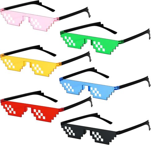 6 Pack Cool Thug Life Glasses, Weird Pixel Sunglasses, Fun Party Glasses for Costume Bachelor Bachelorette Party in Saudi Arabia