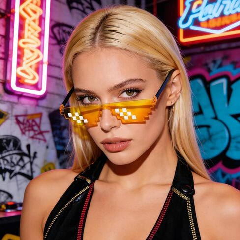 6 Pack Cool Thug Life Glasses, Weird Pixel Sunglasses, Fun Party Glasses for Costume Bachelor Bachelorette Party in Saudi Arabia