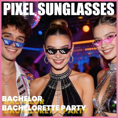 6 Pack Cool Thug Life Glasses, Weird Pixel Sunglasses, Fun Party Glasses for Costume Bachelor Bachelorette Party in Saudi Arabia