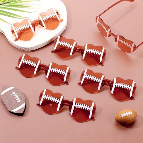 20 Pcs Football Sunglasses 2026 Heart Shaped Glasses Sport Night Party Favors Rimless Sunglasses Bulk Funny Eyewear Decoration Team Gifts for Football Fan Events Party in Kuwait