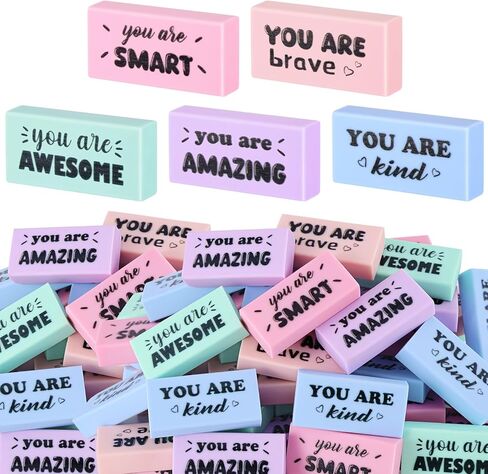 100 Pcs Inspirational Pencil Erasers Bulk Fun Motivational Eraser for Kids Students Teachers Back to School Office Supplies Prize Reward Graduation Gift in Saudi Arabia