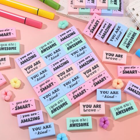 100 Pcs Inspirational Pencil Erasers Bulk Fun Motivational Eraser for Kids Students Teachers Back to School Office Supplies Prize Reward Graduation Gift in Saudi Arabia