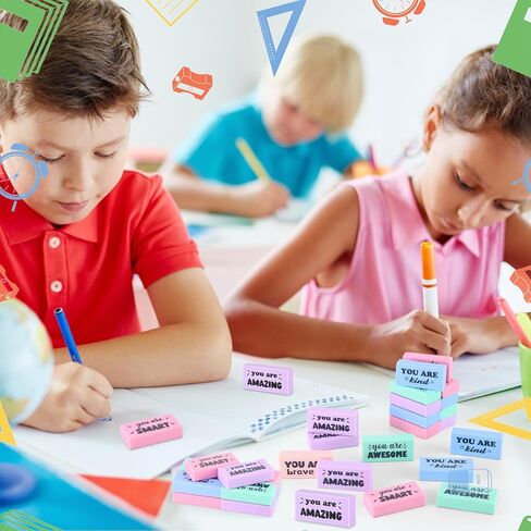 100 Pcs Inspirational Pencil Erasers Bulk Fun Motivational Eraser for Kids Students Teachers Back to School Office Supplies Prize Reward Graduation Gift in Saudi Arabia