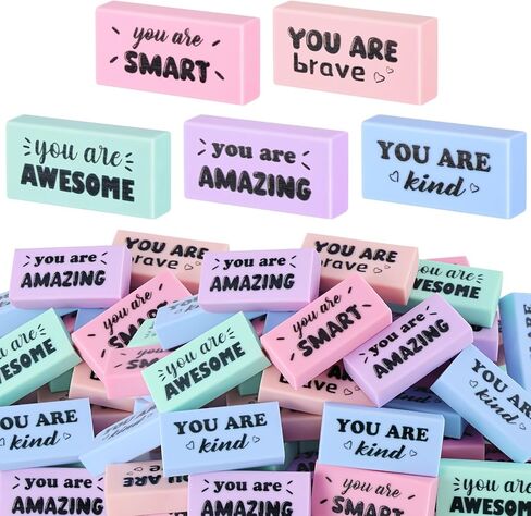 100 Pcs Inspirational Pencil Erasers Bulk Fun Motivational Eraser for Kids Students Teachers Back to School Office Supplies Prize Reward Graduation Gift in Kuwait