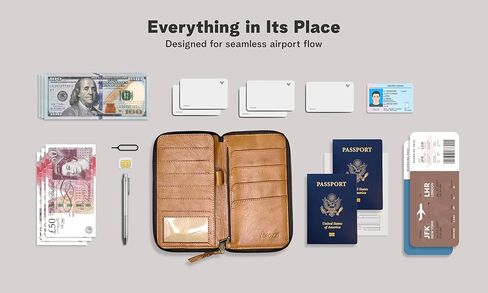 حامل جواز سفر جلدي للسفر - محفظة جواز سفر من الجلد الطبيعي للنساء والرجال، محفظة سفر ومنظم للمستندات in Kuwait