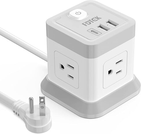 سلك تمديد بطول 15 قدم، شريط طاقة مسطح FDTEK مع 4 منافذ متباعدة على نطاق واسع مع 3 USB، سلك تمديد مع منافذ متعددة للمكتب المنزلي الداخلي، أساسيات غرفة النوم in Kuwait