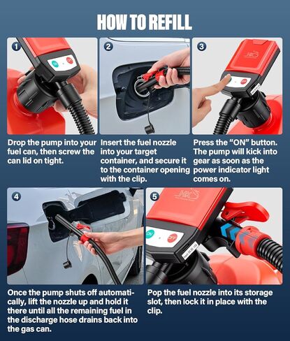 2026 Upgraded Fuel Transfer Pump with Auto-Stop, 3.8 Gallon per Min, 51" Extra Long Hose, Battery & 3M USB Powered, 4 Can Adapters, 30s Alert Beep, Fast and Safe Gas Pump for Oil, Diesel and Gasoline in Kuwait
