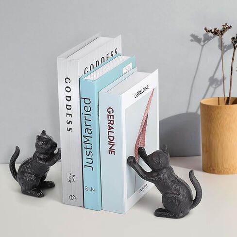 مساند كتب مزخرفة للقطط، نهايات كتب لطيفة لحمل الكتب، مساند للأرفف، سدادة كتب فريدة من نوعها من الحديد الزهر للكتب الثقيلة، ديكور مكتب القطط، زوج واحد/قطعتان in Saudi Arabia