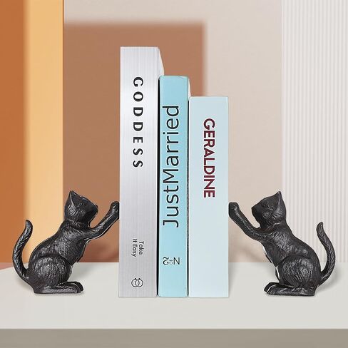 مساند كتب مزخرفة للقطط، نهايات كتب لطيفة لحمل الكتب، مساند للأرفف، سدادة كتب فريدة من نوعها من الحديد الزهر للكتب الثقيلة، ديكور مكتب القطط، زوج واحد/قطعتان in Saudi Arabia
