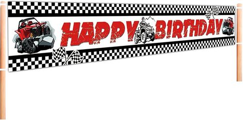 CHXSM Large Monster Truck Happy Birthday Banner Monster Truck Birthday Party Supplies Decoration Smash Crash Monster Truck Birthday Decorations (9.8x1.6 FT) in Kuwait