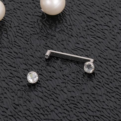 14G التيتانيوم سطح ثقب المجوهرات مزدوجة كريستال داخليا مترابطة سطح الزنمة التيلة بار ثقب المجوهرات 10 مللي متر شريط مسطح للجنسين مجوهرات الجسم in Kuwait