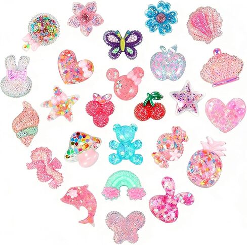 Bling Shoe Charms for Girls Women Teens Kids, Sparkling Glitter Charm Shoe Decoration, Cute Kawaii Accessories for Clog Sandal Slipper Shoe Charms, Birthday Party Gifts in Saudi Arabia